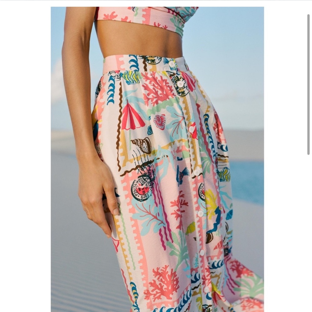 Zara Pink Multicolor Floral Midi Skirt - Picture 3 of 15